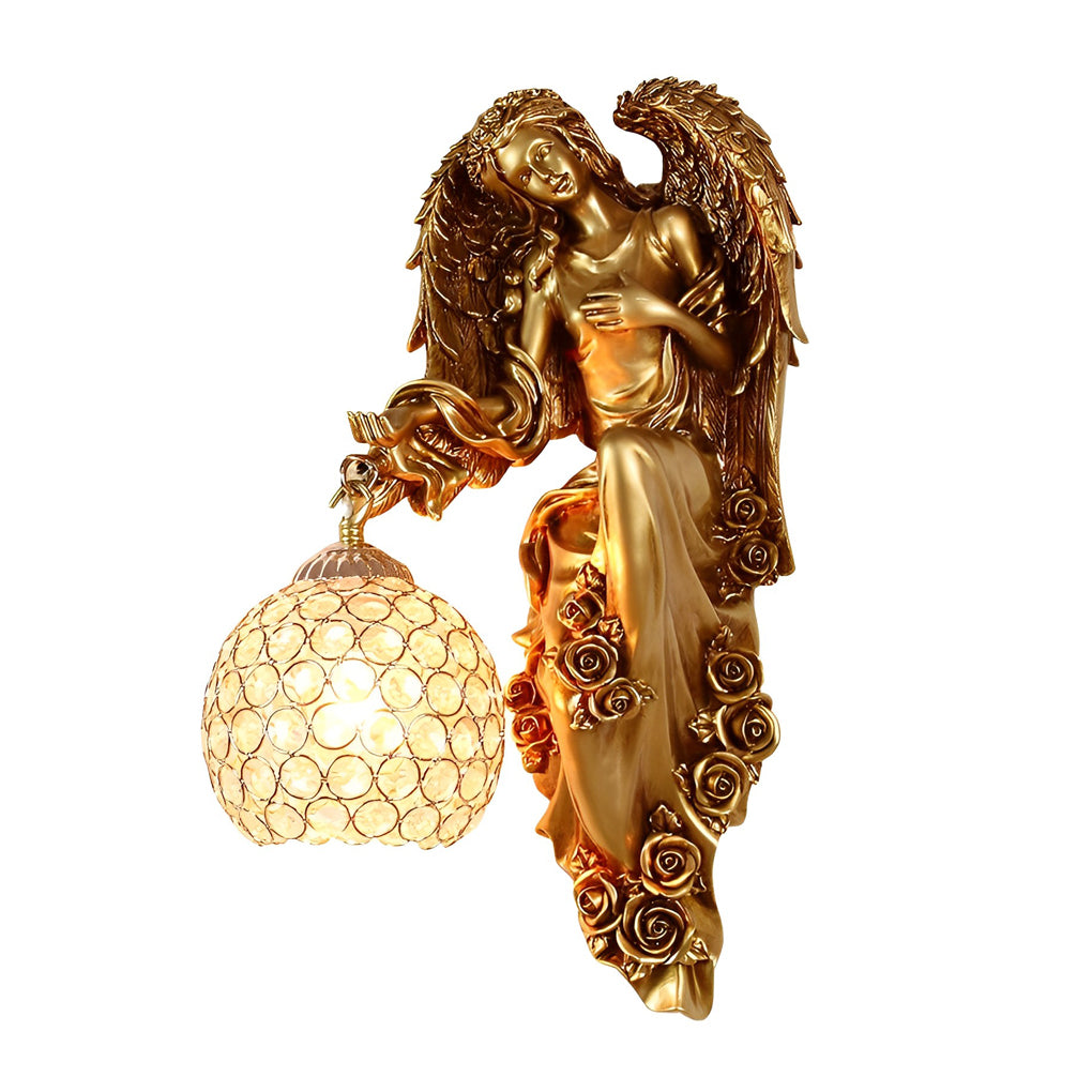 Resin Antique Angel Creative Glass Crystal European Style Wall Lamp - Lighting > Wall Lights > Wall sconces - DINIBLO 