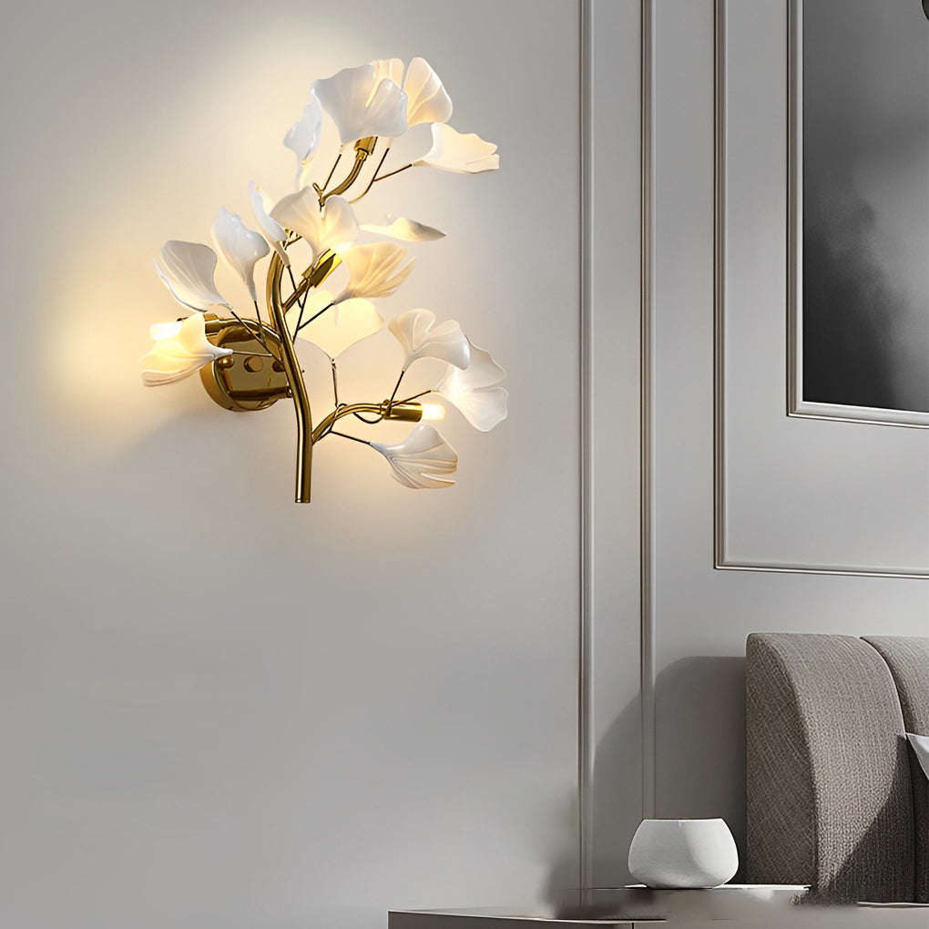 Ginkgo Biloba Leaves Branches 3 Step Dimming Gold Nordic Wall Lights Fixture - Lighting > Wall Lights > Wall sconces - DINIBLO 