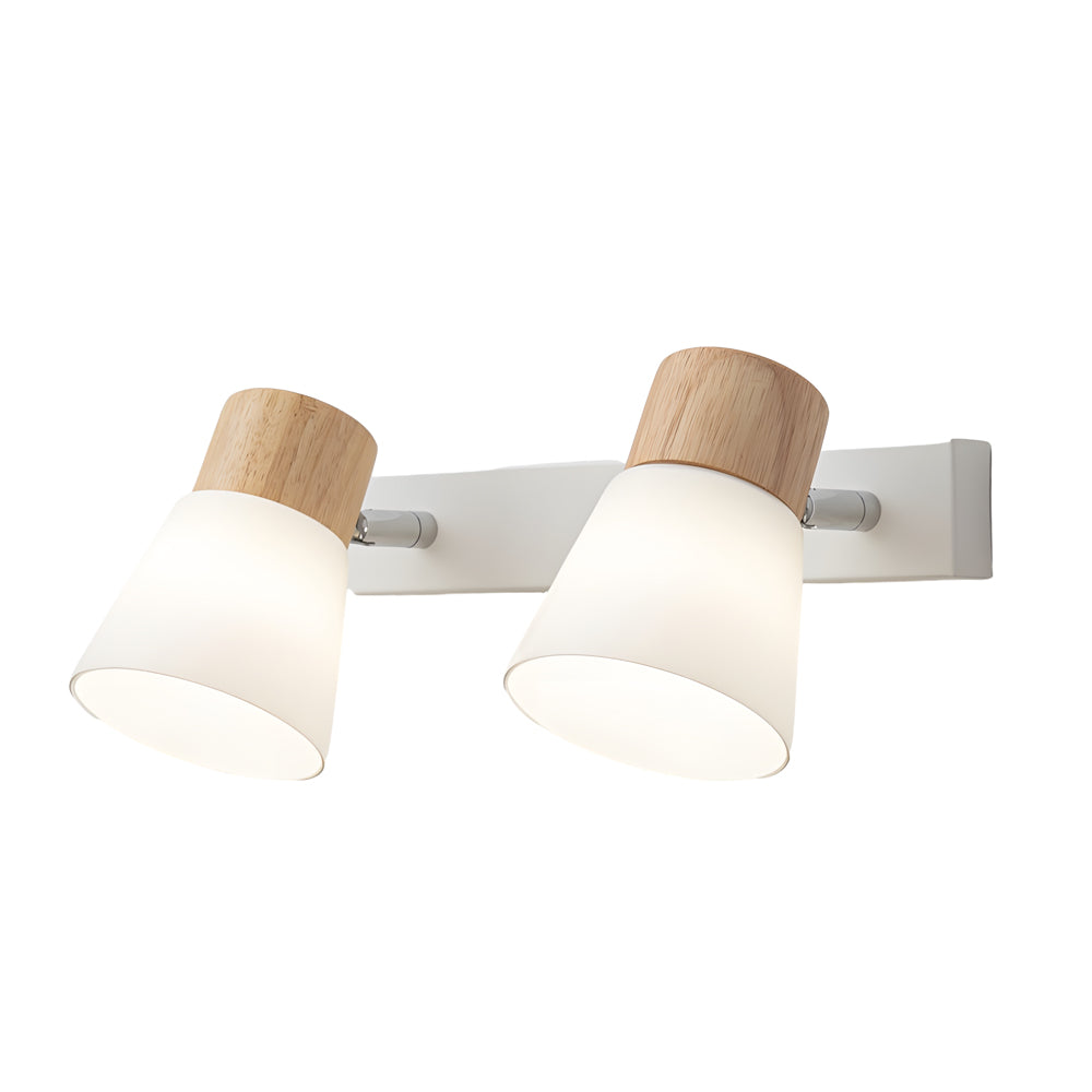 Wood Glass Cone Rotatable Light Wall Sconce, White - Lighting > Wall Lights > Wall sconces - DINIBLO 