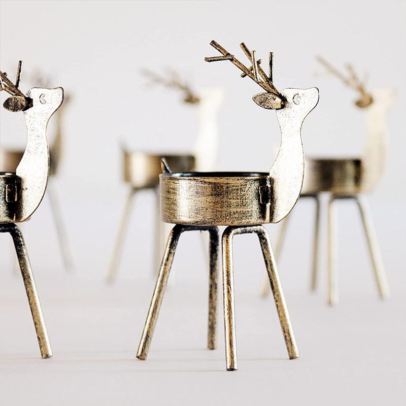 6-Piece Metal Reindeer Tea Light Candle Holder Set Christmas Table Decorations - Home Decor > Candle holders & Lanterns > Candles & Candle holders - DINIBLO 