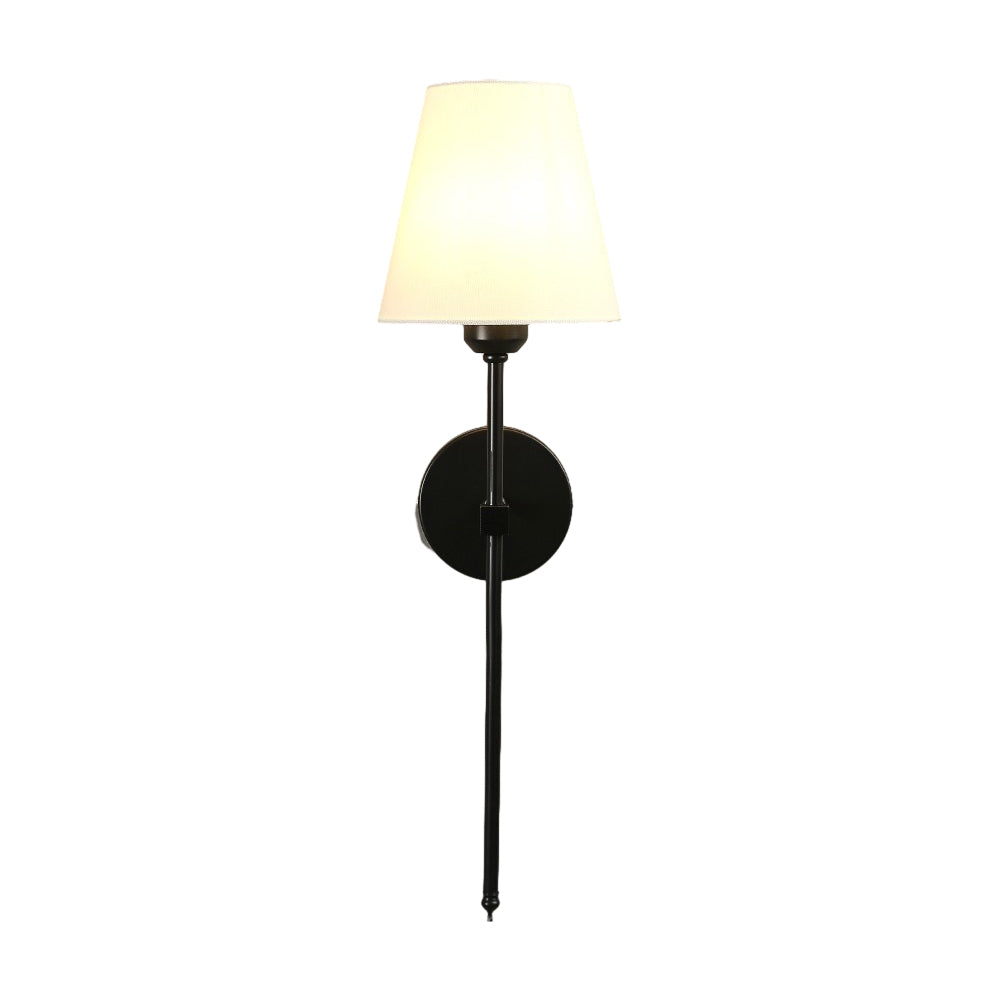 Modern 1-Light Black/Gold Wall Sconce with White Linen Fabric Shade - Lighting > Wall Lights > Wall sconces - DINIBLO 