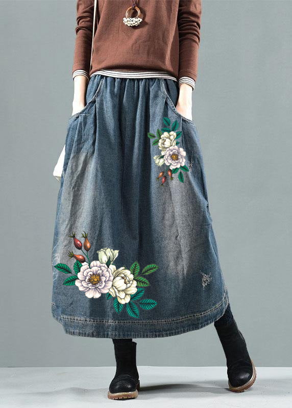 Blue Pockets Retro Patchwork Summer Skirts Denim - Skirts - DINIBLO 