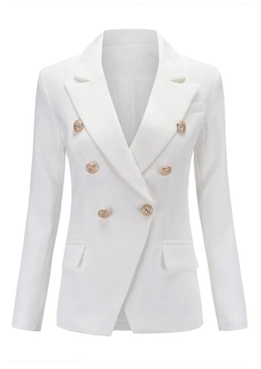 White Double Breasted Blazer -  - DINIBLO 