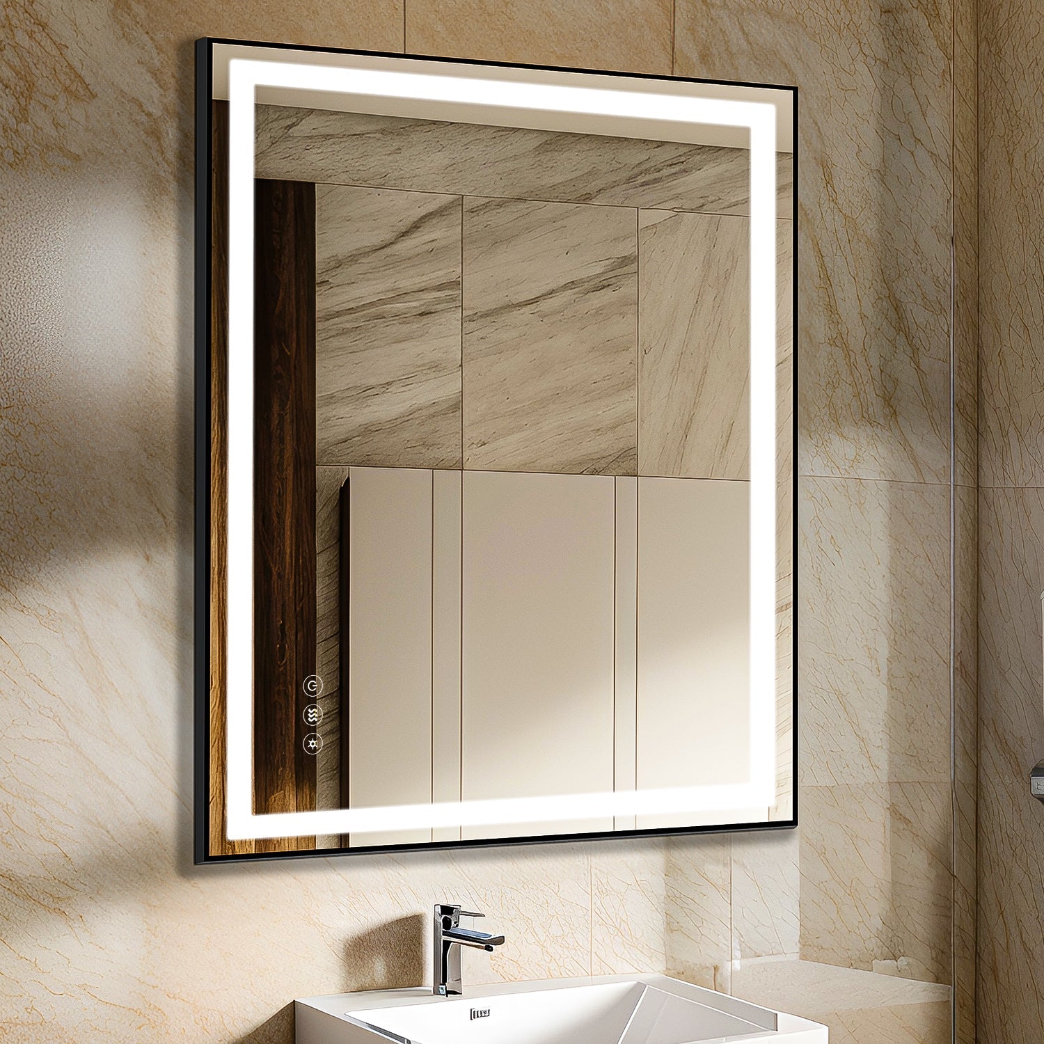 36 x 36 In. Touch Dimmable Memory Anti-Fog Bathroom Vanity Mirrors - Home Decor > Home Accessories > Bathroom Mirror - DINIBLO 