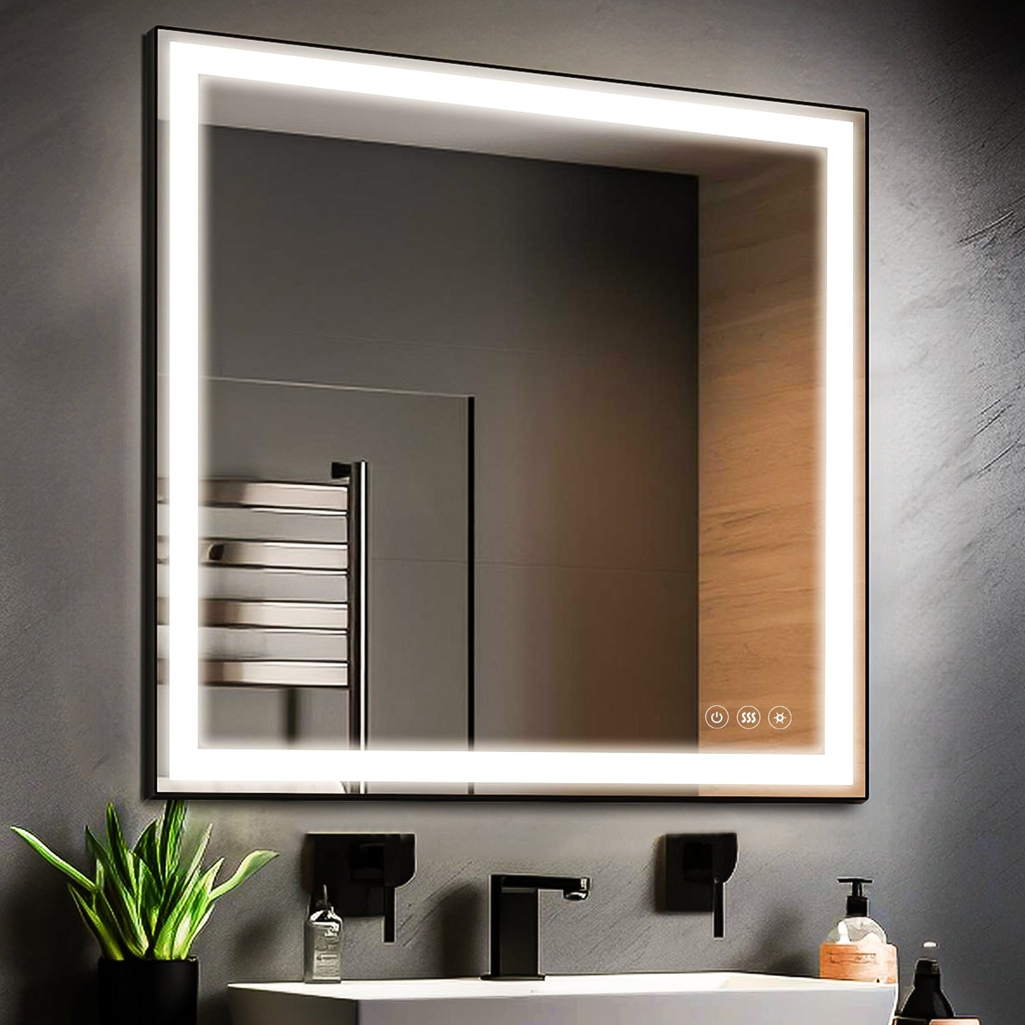 36 x 36 In. Touch Dimmable Memory Anti-Fog Bathroom Vanity Mirrors - Home Decor > Home Accessories > Bathroom Mirror - DINIBLO 