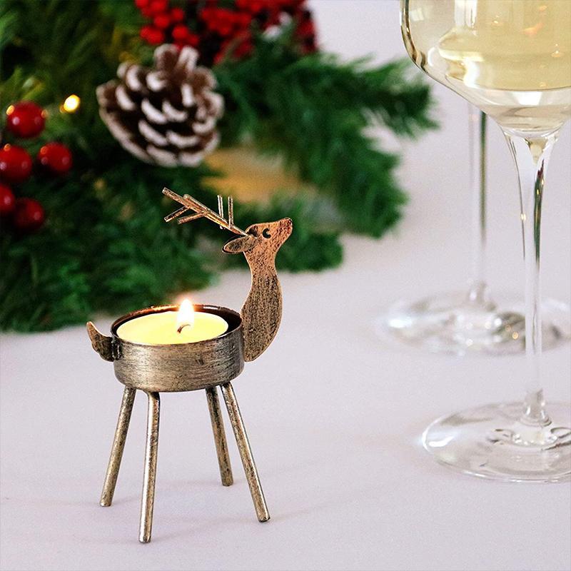 6-Piece Metal Reindeer Tea Light Candle Holder Set Christmas Table Decorations - Home Decor > Candle holders & Lanterns > Candles & Candle holders - DINIBLO 