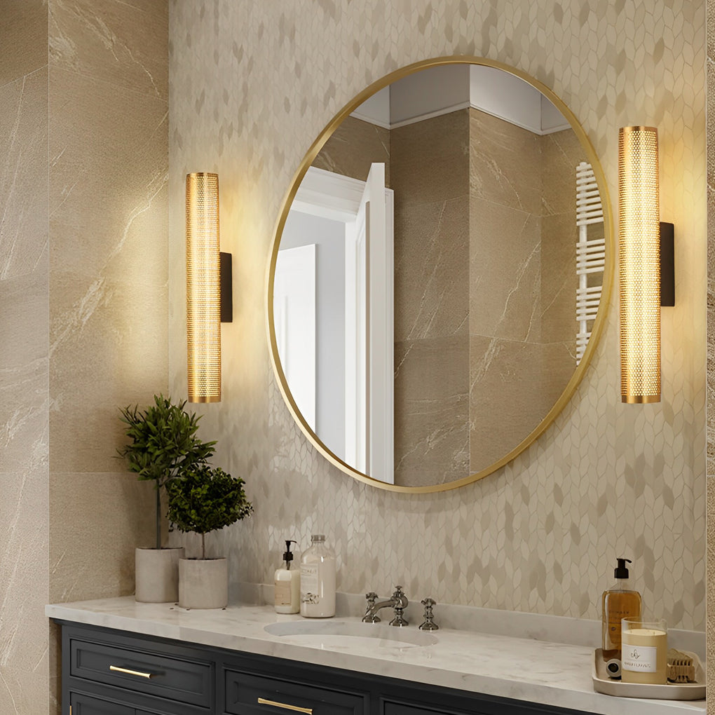 15.7-In Metallic Long Cylindrical Vanity Sconce Lighting Wall Lamp - Lighting > Wall Lights > Bathroom Vanity Lighting - DINIBLO 