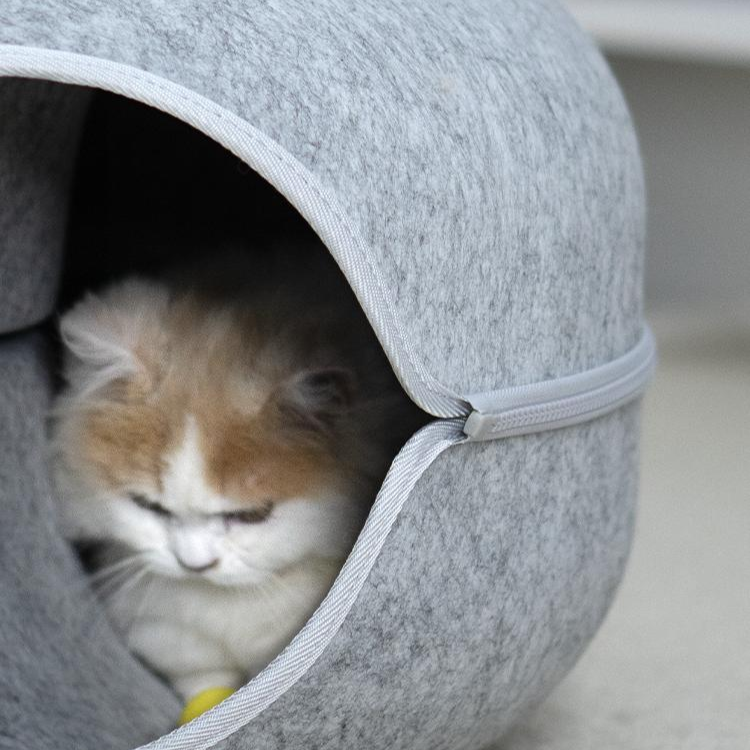 Felt Cat Donut Tunnel Bed - Cat Beds - DINIBLO 