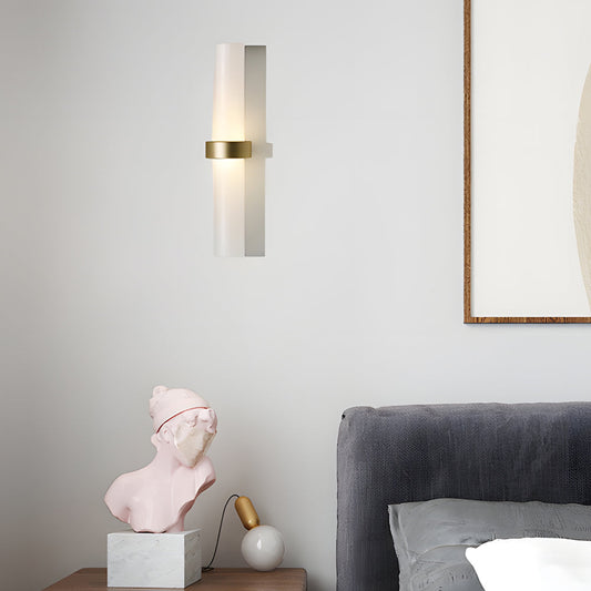 Modern Frosted Glass Tube 1-Light Wall Sconce in Warm White for Living Room - Lighting > Wall Lights > LED Wall Lights - DINIBLO 