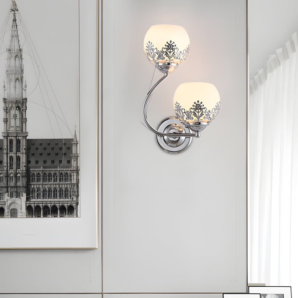 2-Light Glass Flower LED Simple European Style Wall Sconces Lighting - Lighting > Wall Lights > Wall sconces - DINIBLO 