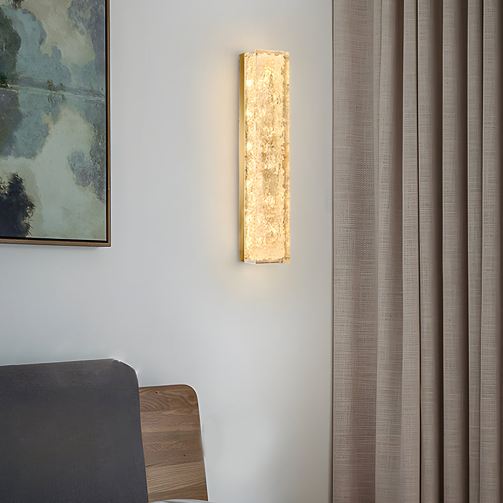 Modern Brass 1-Light LED Wall Sconces Rectangle Wall Light in Ice Resin - Lighting > Wall Lights > LED Wall Lights - DINIBLO 