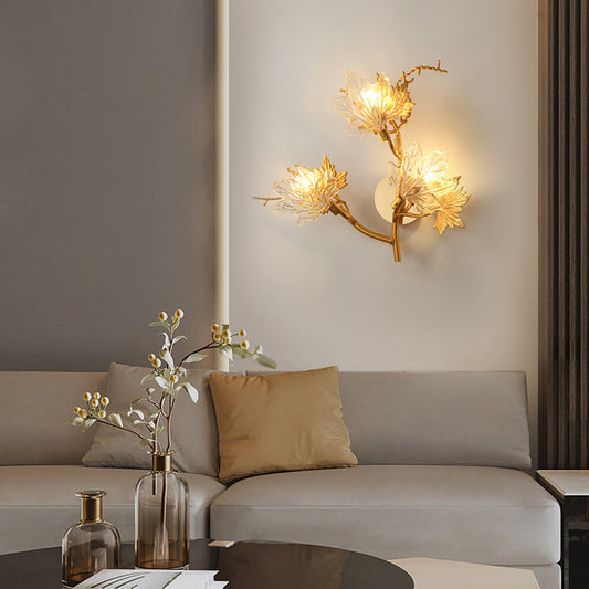 Maple Leaves Glass Three Step Dimming Artistic Luxury Postmodern Wall Lamp - Lighting > Wall Lights > Wall sconces - DINIBLO 