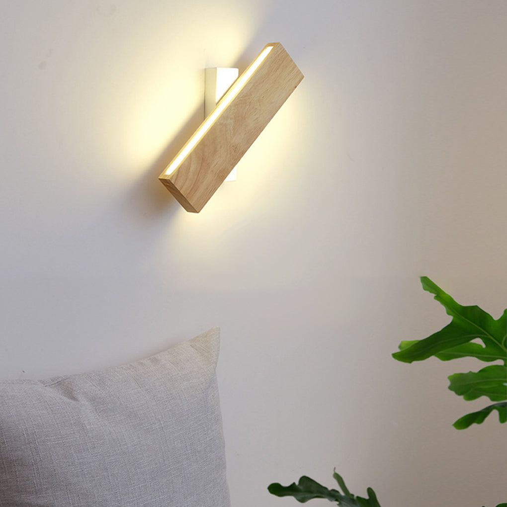 Rotatable Minimalist Rectangular Wood Led Wall Lamp Wall Lights Fixture - Lighting > Wall Lights > LED Wall Lights - DINIBLO 