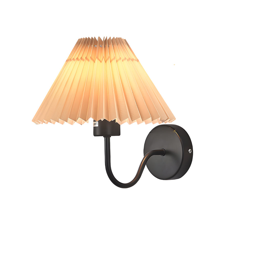 Vintage 1-Light Dimmable Metallic Armed Sconce with Pleated Fabric Shade - Lighting > Wall Lights > Wall sconces - DINIBLO 