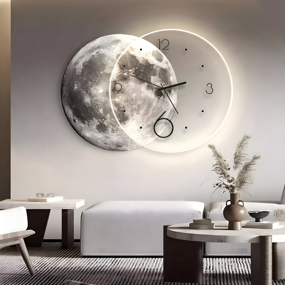 Moon Lunar Wall Clock USB Remote Control Power Bank LED Wall Painting Lamp - Lighting > Wall Lights > Wall sconces - DINIBLO 