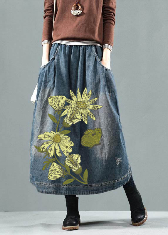 Blue Pockets Retro Patchwork Summer Skirts Denim - Skirts - DINIBLO 