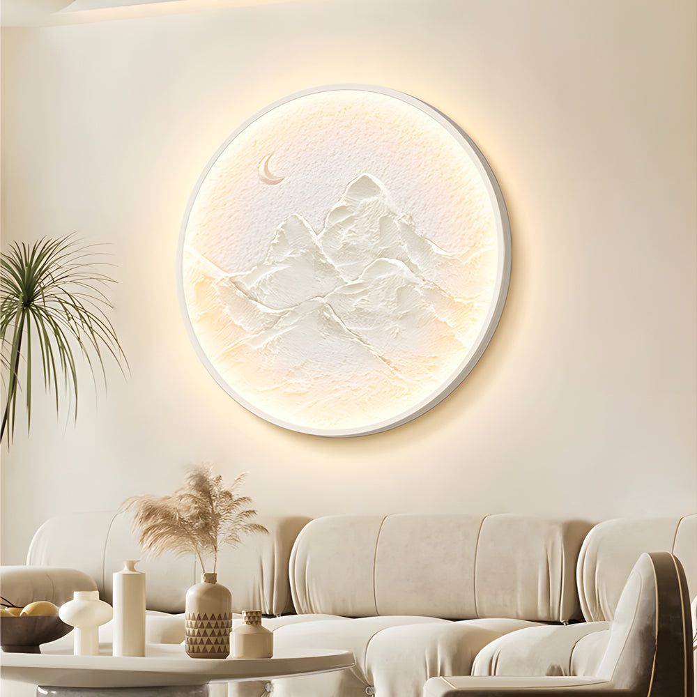 Nordic Moon Wall Sconce - Round Mountain Moon Decorative Painting Lamp - Lighting > Wall Lights > Wall sconces - DINIBLO 