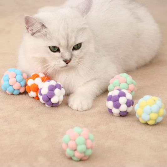 Pom Pom Cat Ball Toys With Bell 7 Count - Cat Toys - DINIBLO 