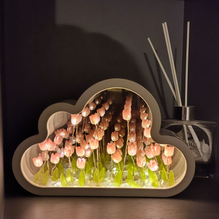 Cloud Tulip Night Light DIY Mirror - Night Lights & Ambient Lighting - DINIBLO 