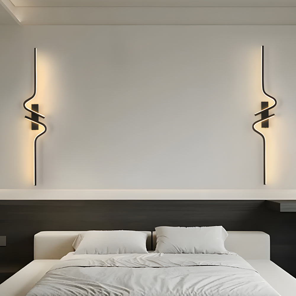 Minimalist Long Wave Aluminum Black Decorative LED Wall Lamp - Lighting > Wall Lights > LED Wall Lights - DINIBLO 