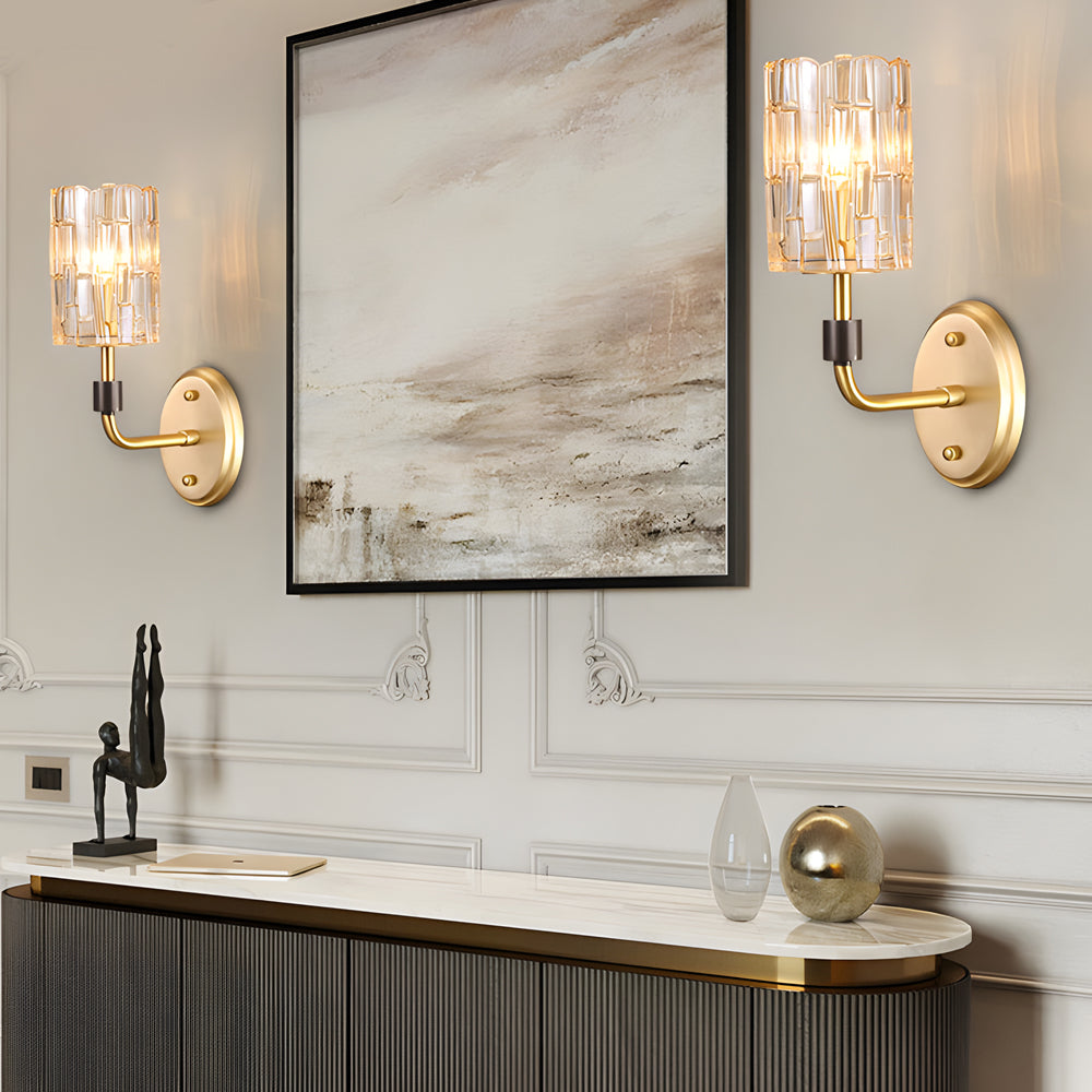 Luxury Copper Armed Crystal Wall Light Modern 1/2-Light Sconce - Lighting > Wall Lights > Wall sconces - DINIBLO 