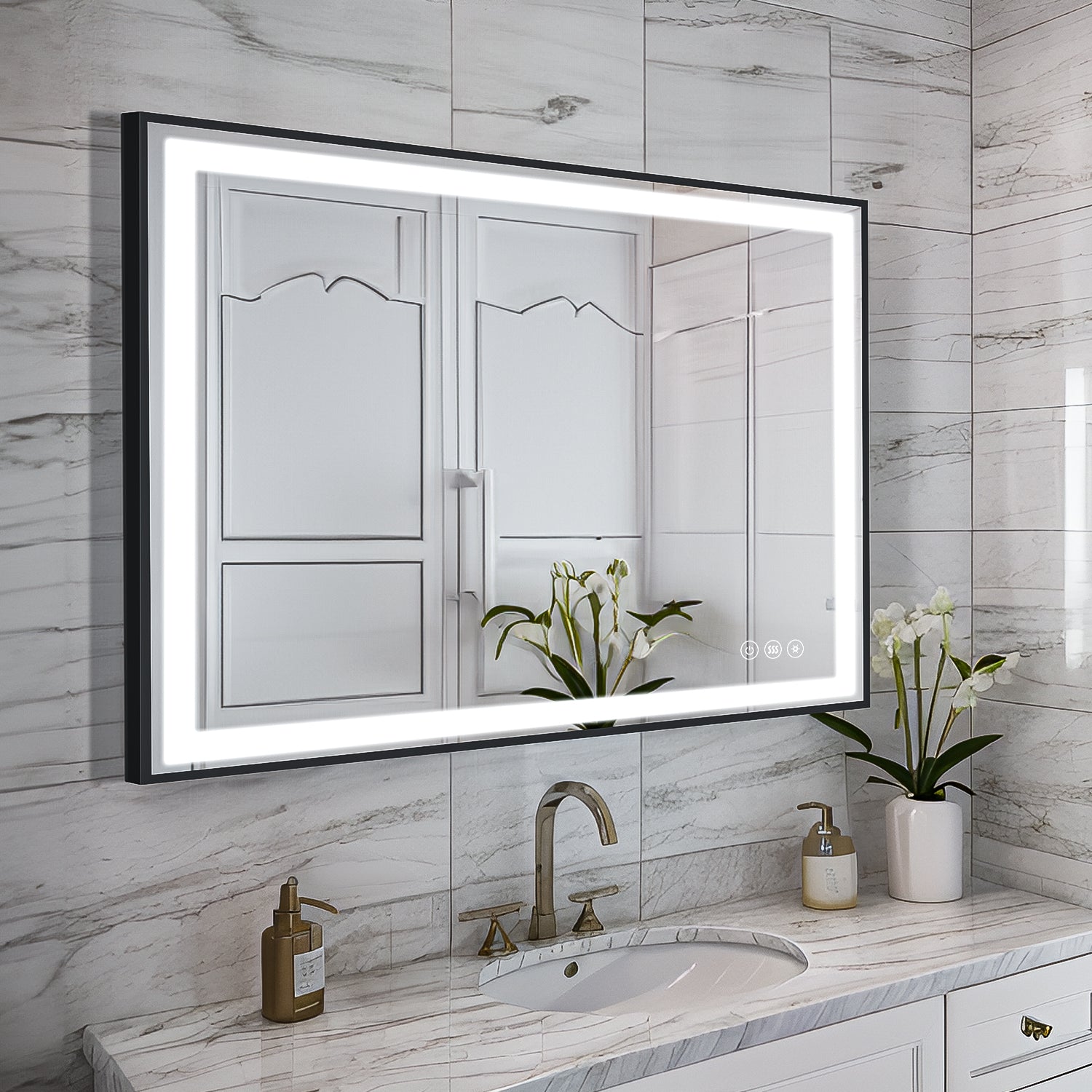 36 x 36 In. Touch Dimmable Memory Anti-Fog Bathroom Vanity Mirrors - Home Decor > Home Accessories > Bathroom Mirror - DINIBLO 