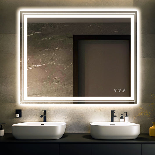 36 x 30 Inch LED Dimmable Memory Touch Bathroom Vanity Mirrors - Home Decor > Home Accessories > Bathroom Mirror - DINIBLO 