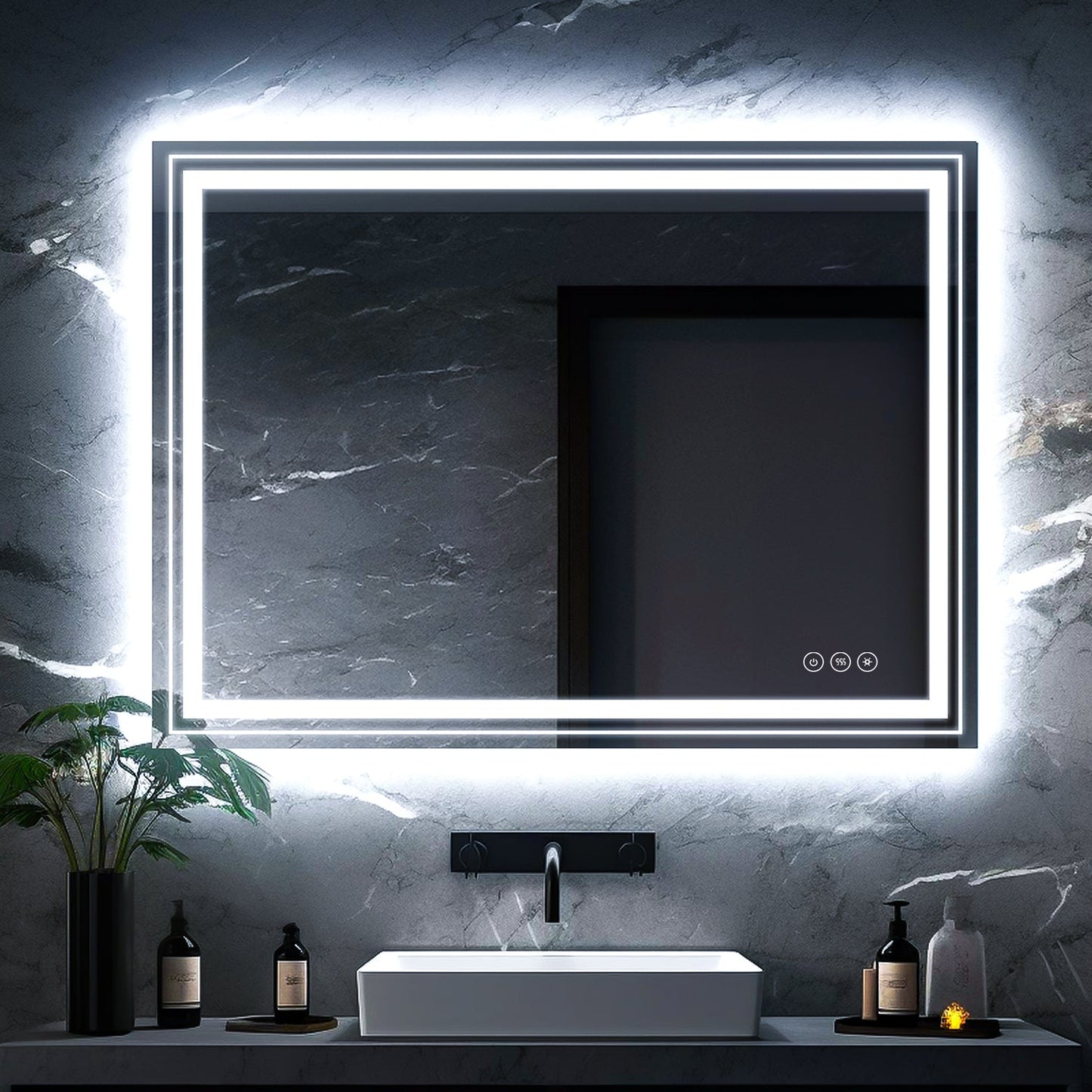 36 x 30 Inch LED Dimmable Memory Touch Bathroom Vanity Mirrors - Home Decor > Home Accessories > Bathroom Mirror - DINIBLO 