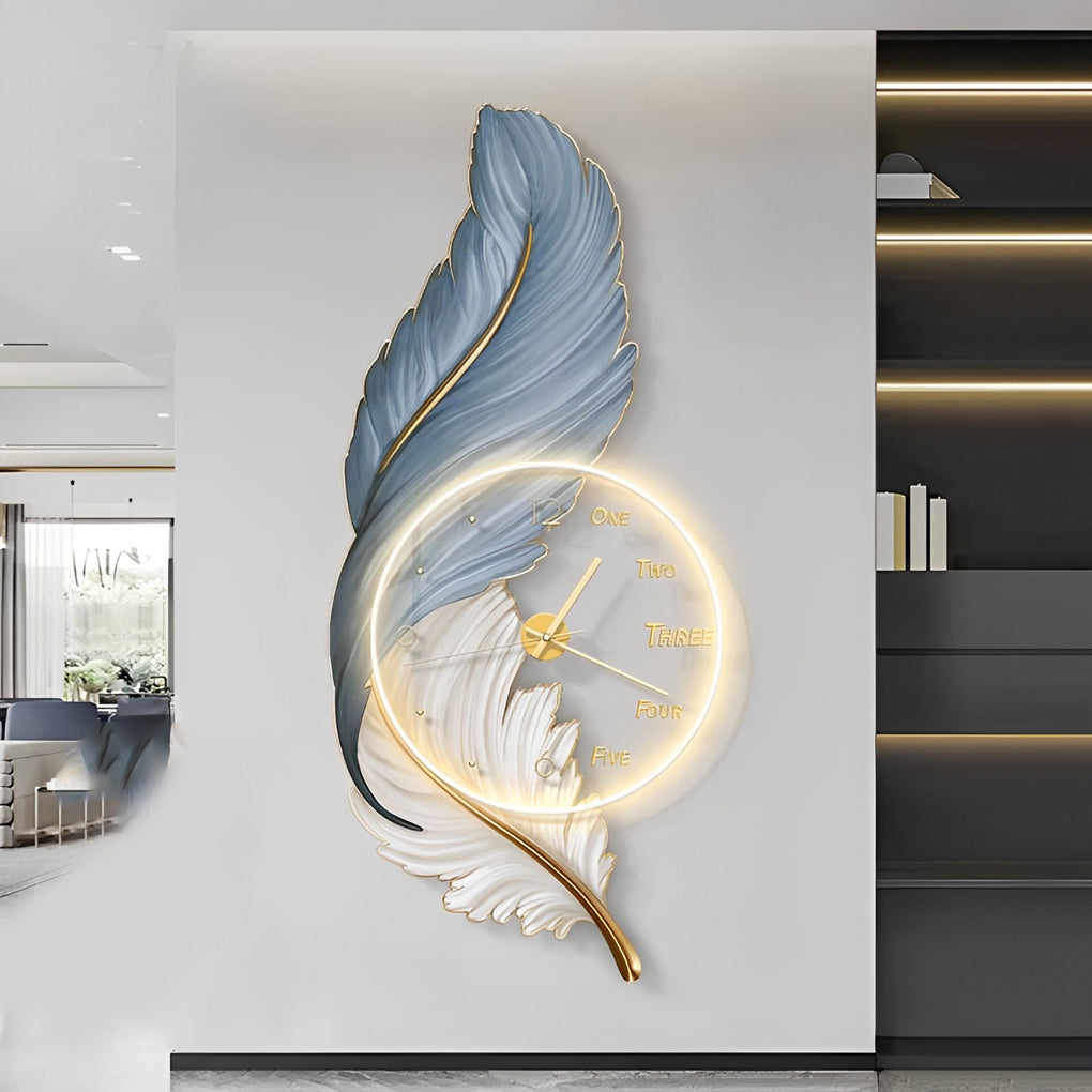 Feathers Painting Acrylic USB DC5V Round Wall Clock Wall Lamp with Remote - Lighting > Wall Lights > Wall sconces - DINIBLO 