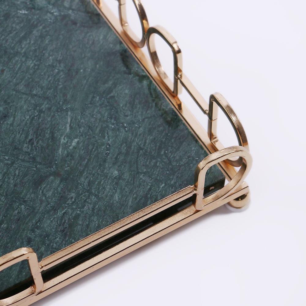 Marble Vanity Tray for Bathroom Counter with Gold Holder  Green Rectangle - Organization > Storage Containers > Storage Trays - DINIBLO 