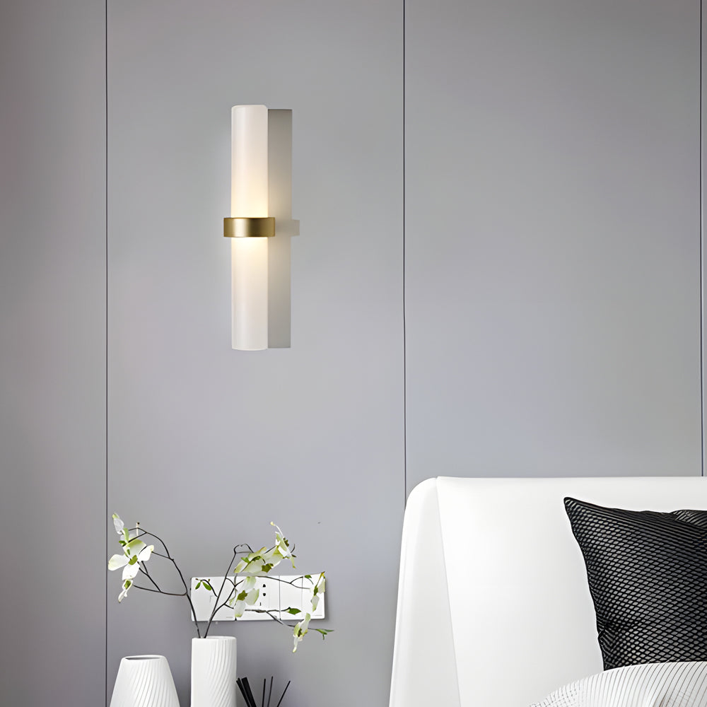 Modern Frosted Glass Tube 1-Light Wall Sconce in Warm White for Living Room - Lighting > Wall Lights > LED Wall Lights - DINIBLO 