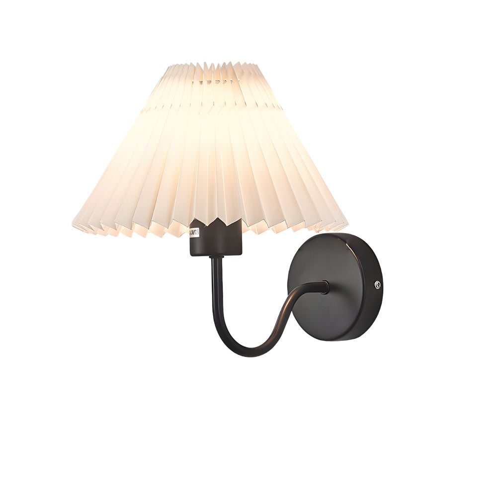 Vintage 1-Light Dimmable Metallic Armed Sconce with Pleated Fabric Shade - Lighting > Wall Lights > Wall sconces - DINIBLO 