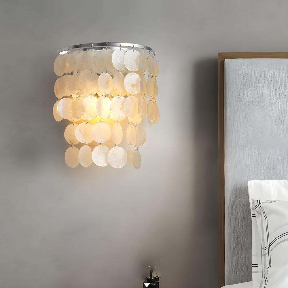 Gold/Chrome Coastal Capiz Shell Wall Sconce LED Metallic Bedside Wall Lighting - Lighting > Wall Lights > Wall sconces - DINIBLO 