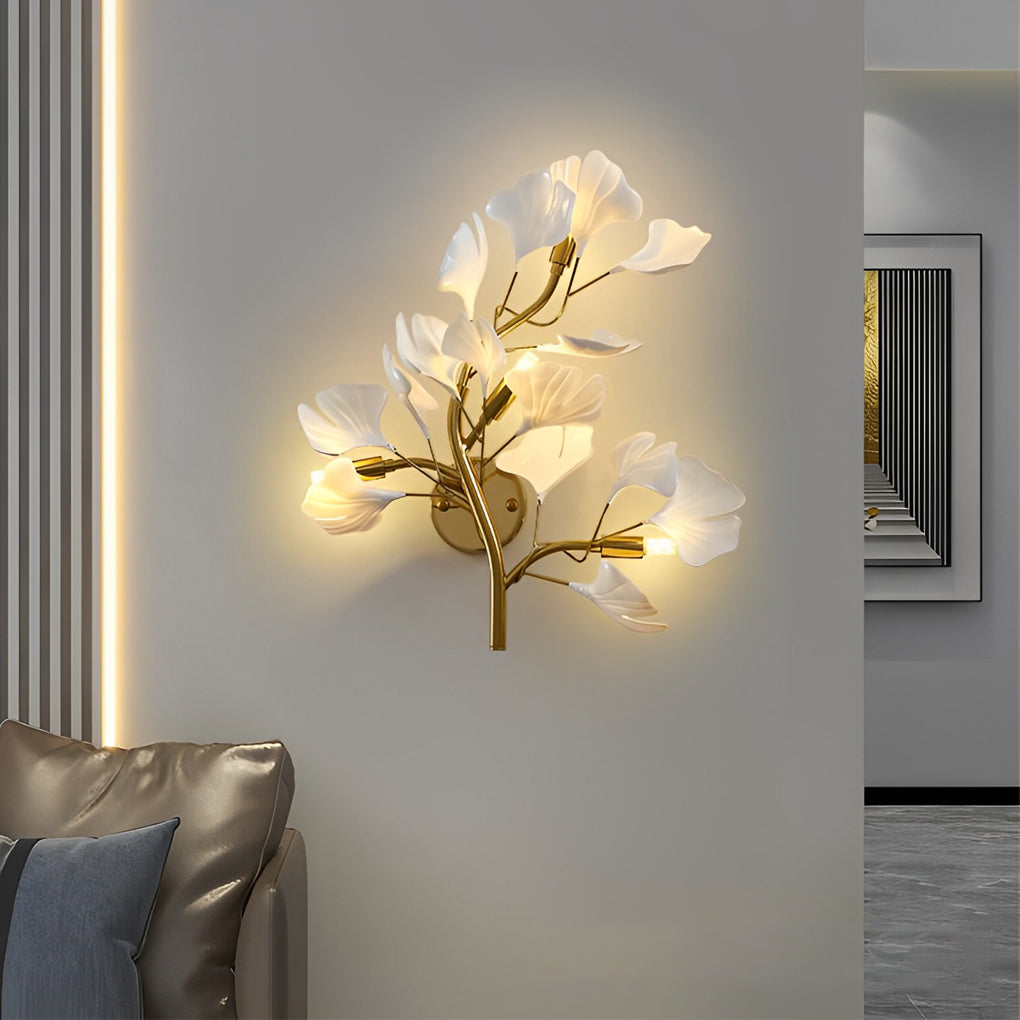 Ginkgo Biloba Leaves Branches 3 Step Dimming Gold Nordic Wall Lights Fixture - Lighting > Wall Lights > Wall sconces - DINIBLO 