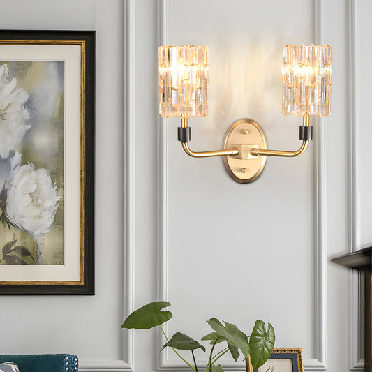 Luxury Copper Armed Crystal Wall Light Modern 1/2-Light Sconce - Lighting > Wall Lights > Wall sconces - DINIBLO 