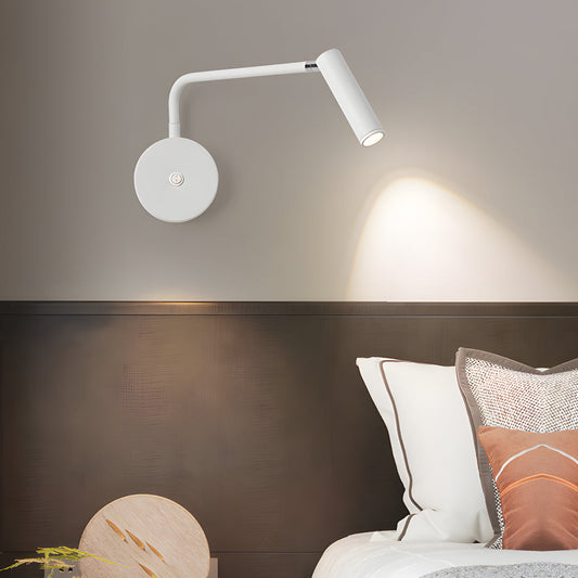 Black/White Tube LED Swing Arm Wall Light Adjustable Wall-Mounted Spotlight Bedroom Sconce Lamp - Lighting > Wall Lights > Wall sconces - DINIBLO 