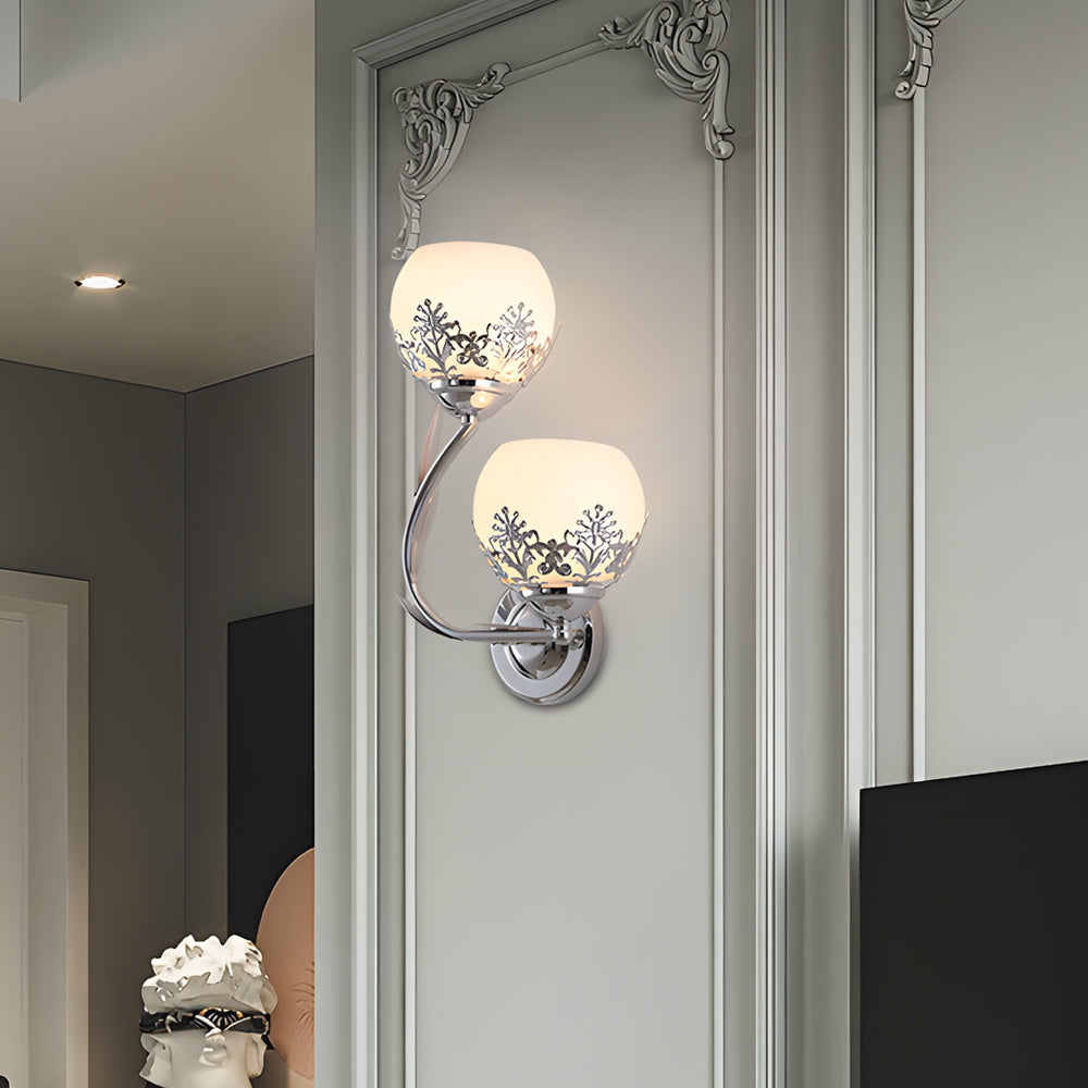 2-Light Glass Flower LED Simple European Style Wall Sconces Lighting - Lighting > Wall Lights > Wall sconces - DINIBLO 