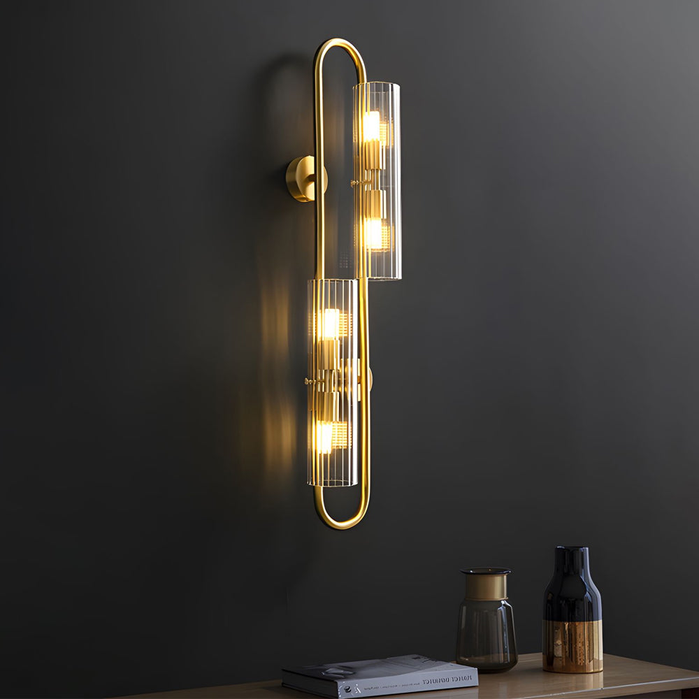 Modern Luxury 4-Light Oval Brass Wall Lamp with Clear Glass Shade - Lighting > Wall Lights > Wall sconces - DINIBLO 