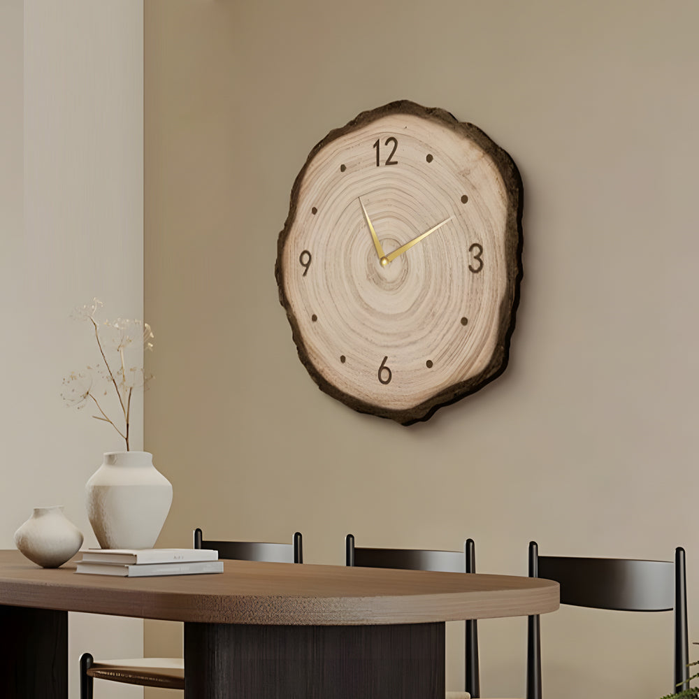 Rustic Round Wood Slice Clock with Remote Control and LED Lights - US Plug - Lighting > Wall Lights > Wall sconces - DINIBLO 