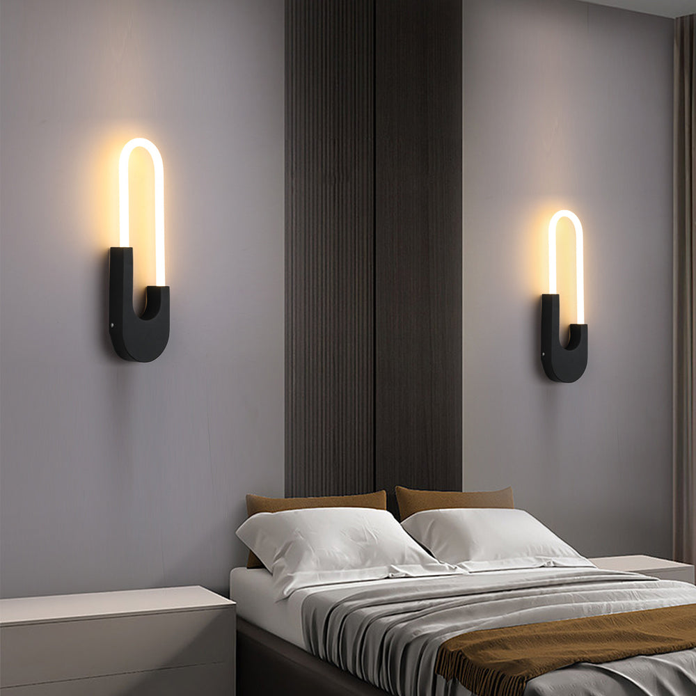 Modern Indoor Oval LED Wall Sconces - 16'' H, Gold/Black - Lighting > Wall Lights > Wall sconces - DINIBLO 