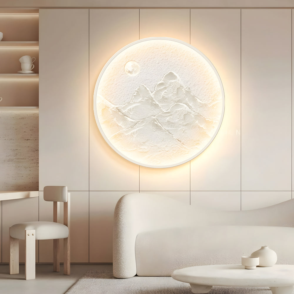 Nordic Moon Wall Sconce - Round Mountain Moon Decorative Painting Lamp - Lighting > Wall Lights > Wall sconces - DINIBLO 