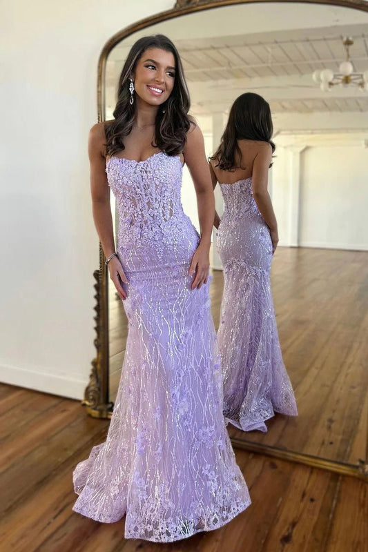 Raina |Mermaid Strapless Sequined Lace Prom Dress - Prom Dress - DINIBLO 