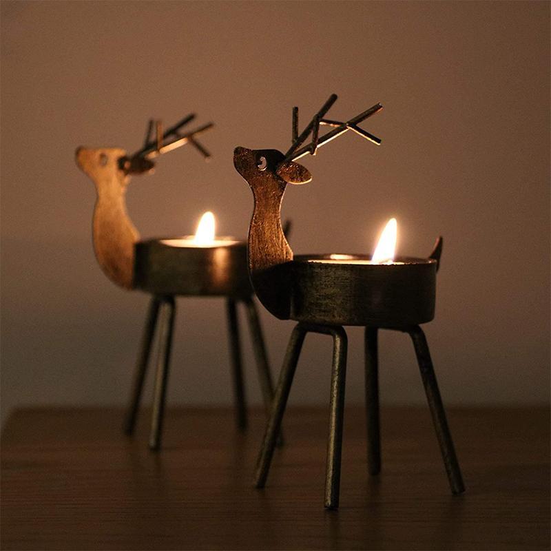 6-Piece Metal Reindeer Tea Light Candle Holder Set Christmas Table Decorations - Home Decor > Candle holders & Lanterns > Candles & Candle holders - DINIBLO 