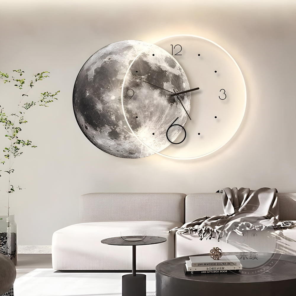 Moon Lunar Wall Clock USB Remote Control Power Bank LED Wall Painting Lamp - Lighting > Wall Lights > Wall sconces - DINIBLO 