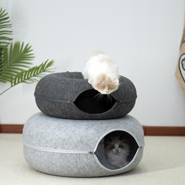 Felt Cat Donut Tunnel Bed - Cat Beds - DINIBLO 