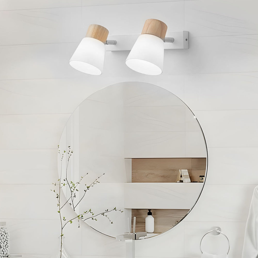 Wood Glass Cone Rotatable Light Wall Sconce, White - Lighting > Wall Lights > Wall sconces - DINIBLO 