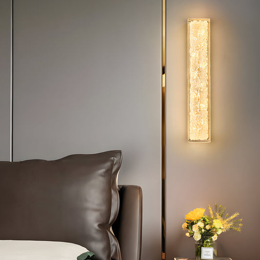 Modern Brass 1-Light LED Wall Sconces Rectangle Wall Light in Ice Resin - Lighting > Wall Lights > LED Wall Lights - DINIBLO 