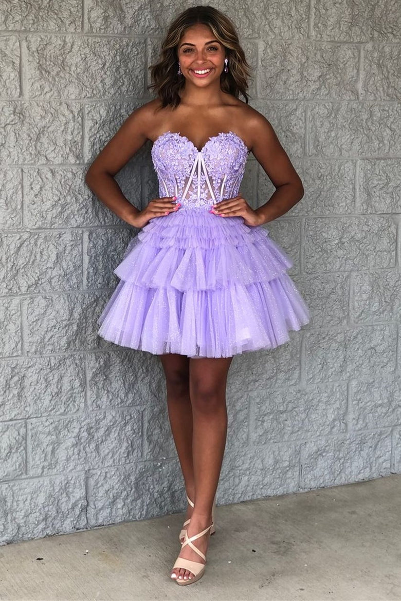 Ivy | A-Line Sweetheart Lace Short Homecoming Dress - Homecoming Dress - DINIBLO 