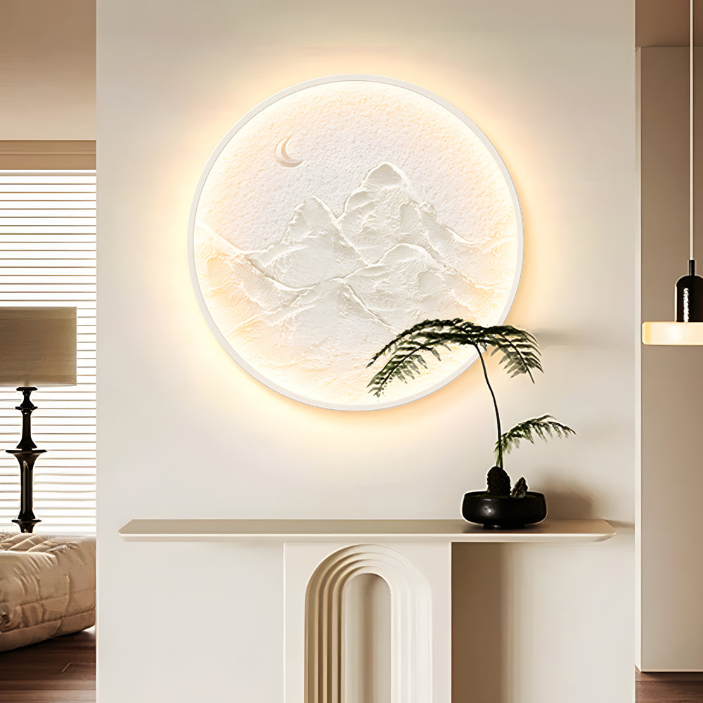 Nordic Moon Wall Sconce - Round Mountain Moon Decorative Painting Lamp - Lighting > Wall Lights > Wall sconces - DINIBLO 