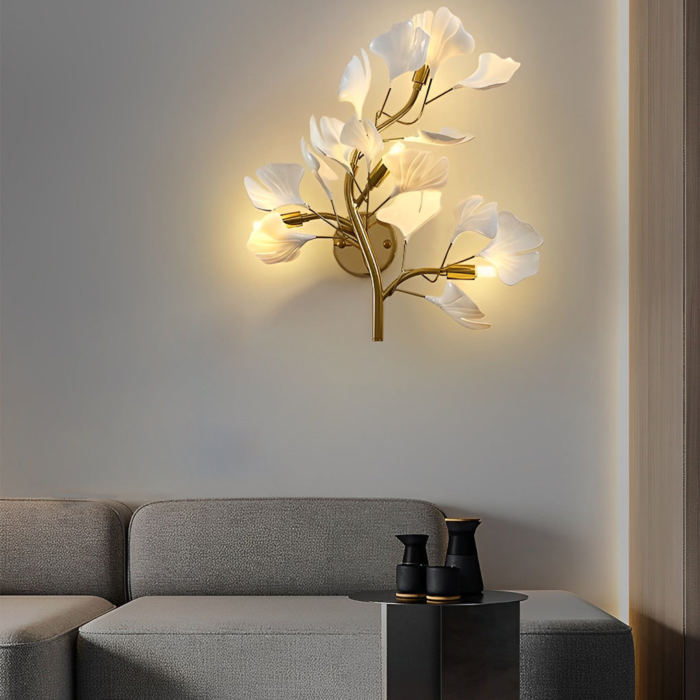 Ginkgo Biloba Leaves Branches 3 Step Dimming Gold Nordic Wall Lights Fixture - Lighting > Wall Lights > Wall sconces - DINIBLO 